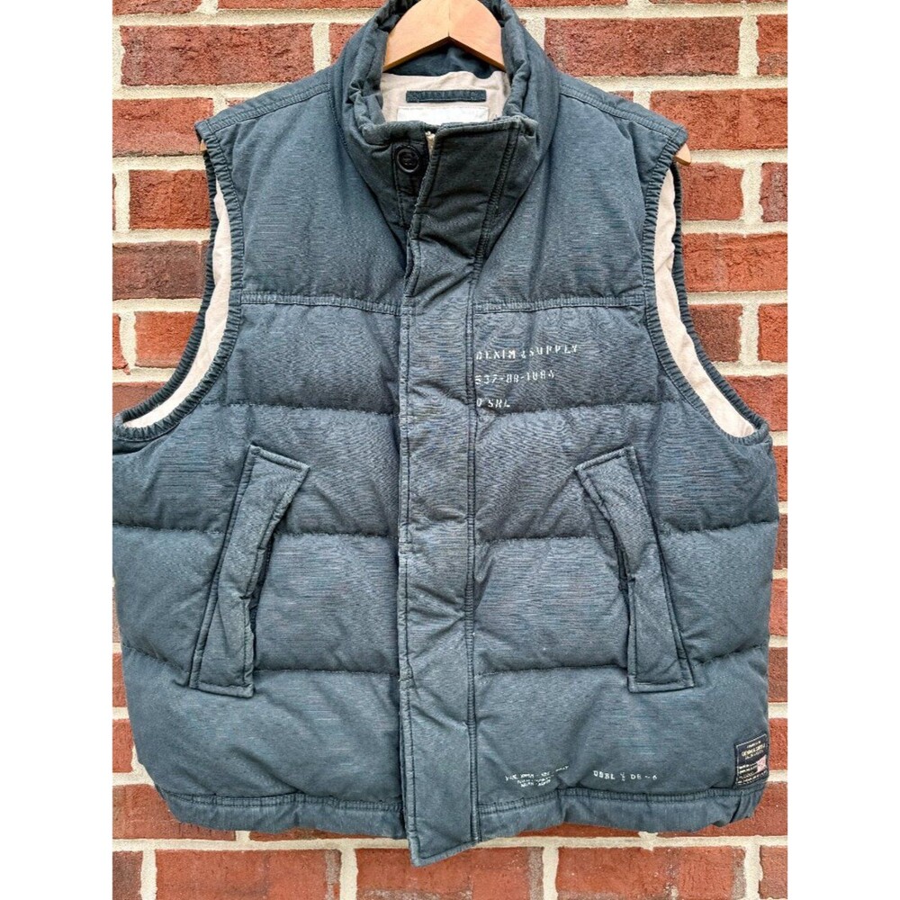 VTG Denim & Suppy Ralph Lauren Down Puffer Military Field Vest XL Army Olive